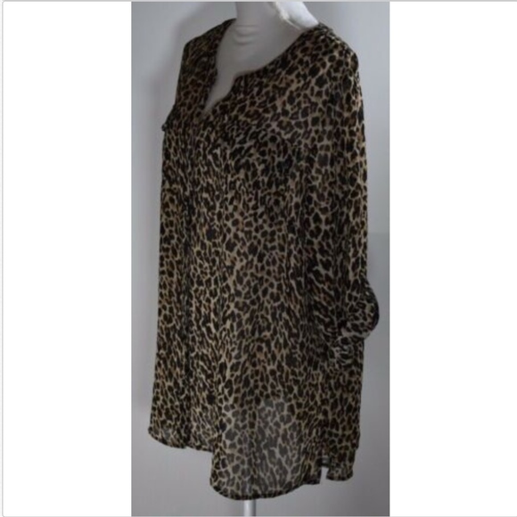 Lane Bryant roll tab blouse top shirt  22 24 print - Picture 4 of 8